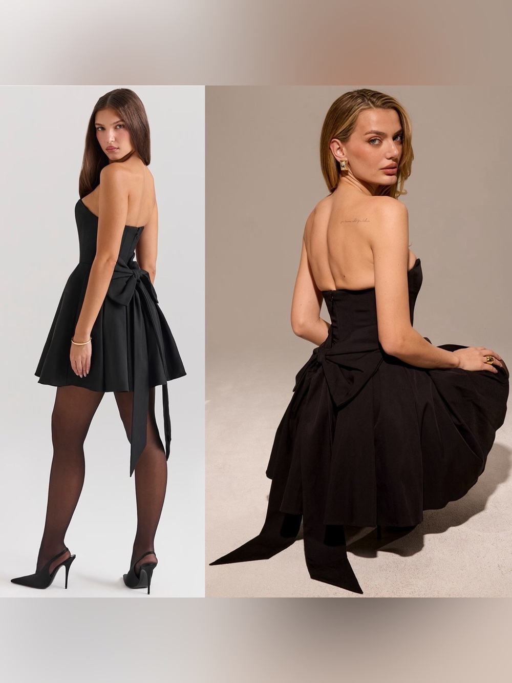NEW! House of CB- Emmanuela Black Strapless Detachable Bow Mini Dress Size Small